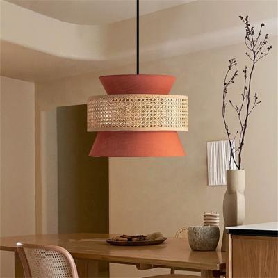 China Japanese Chandeliers Fabric Rattan Lamp Shade Pendant Lights Customizable Light Drawing and Design for Hotel Restaurant zu verkaufen