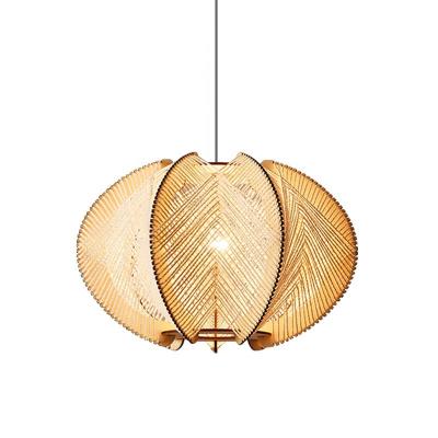 Китай D40*H30cm Japanese Pumpkin-Shaped Handmade Wood Pendant Lamp Solid Wooden Light продается