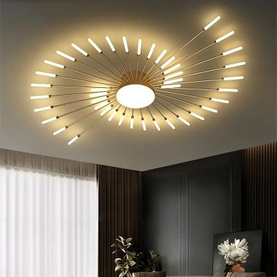 중국 Nordic Black and Gold Color Fireworks LED Ceiling Lamp for Home Living Room No Dimmer Support 90 Ra Color Rendering Index 판매용