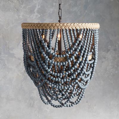 Κίνα 30000 Hours Lifespan Antique Wood Beaded Chandelier for Bedroom Kitchen Island Living Room Project Installation προς πώληση