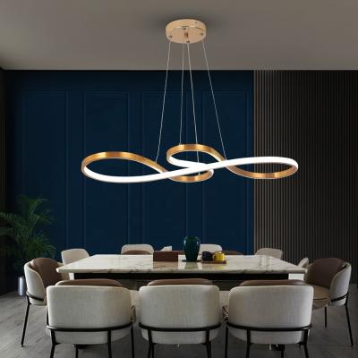 China Lamp Sizes W70*D20*H120cm Modern Led Curved Ceiling Pendant Light For Loft Kitchen Island Dinning Table 50W Office Home for sale