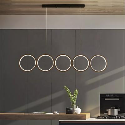 China 1- LED Ring Pendant Lights Chandeliers for Modern Hotel Lobby Bar Counter Reception Desk Circle Decorative Lighting for sale