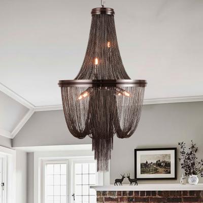 China Customization Black Aluminum Chain Artistic Fringed Modern Tassel Chandelier for Living Room and Hotel Lobby Made for sale