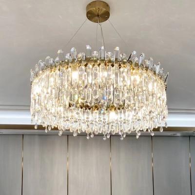 China Modern Luxury Living Room Hotel Bed Dining Restaurant Crystal Chandelier Pendant Light with Gold Finish and Dimmer Support for sale