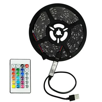 China 5m LED TV Backlights 5V USB 30leds/m 5050 24keys Remote IP20 Flexible RGB Strip Lights For Home Decoration for Long Lifespan for sale