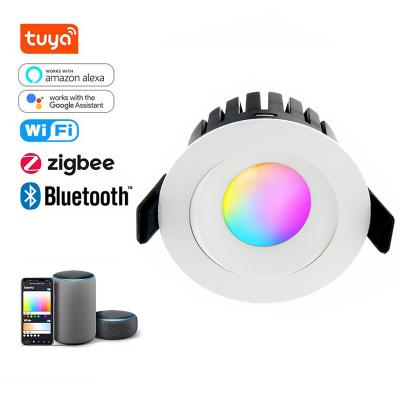 China 40000 Hours Working Time RGB COB Downlight Aluminum IP44 Rated Zigbee Ceiling 8W Rgbw Smart Cob Light Recessed Led for House for sale