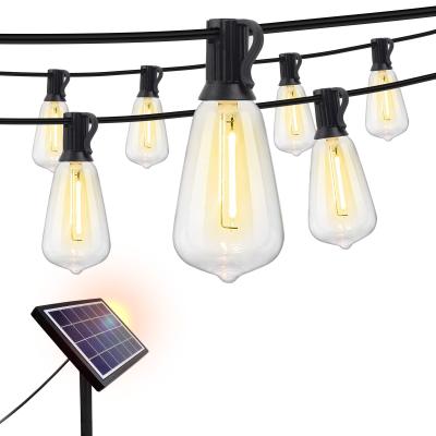 China 100ft 50 pieces bulbs st38 festoon lights solar panel 30m led patio string outdoor Wattage 6W for eco-friendly lighting for sale