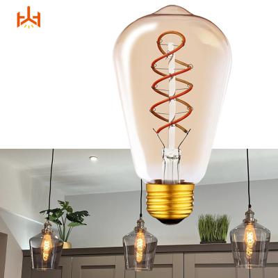 China Lifespan hours 25000 AC 220V/ 110V Modern Retro ST64 Edison Bulb Vintage Led Indoor Decorative Lights 2200K e27 Dimmable Bulbs for sale