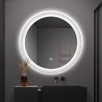 China End Technology Manufacturing MLY01 Round Large Mirror Bathroom Makeup With Led Light Lamp Luminous Efficiency lm/w 15 for sale