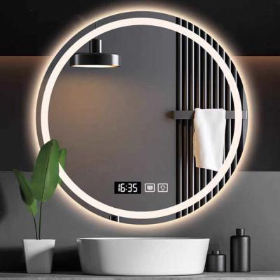 China Round Touch Screen Smart LED Mirror with Lights Intelligent Vanity Makeup Mirrors for sale