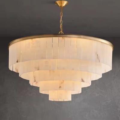 China Support Dimmer Contemporary Large Marble Pendant Light for Modern Living Room and Dining Area High Ceilings Brass Chandelier for sale