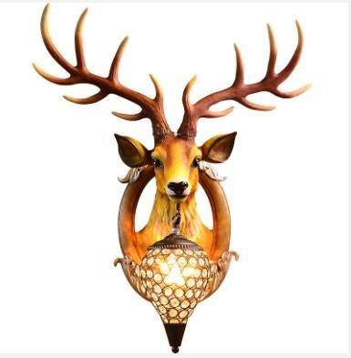 Chine Antlers Deer Head American Country Retro Style Resin Indoor Led Wall Lamps 50000 Hours Lifespan Environmental Material à vendre