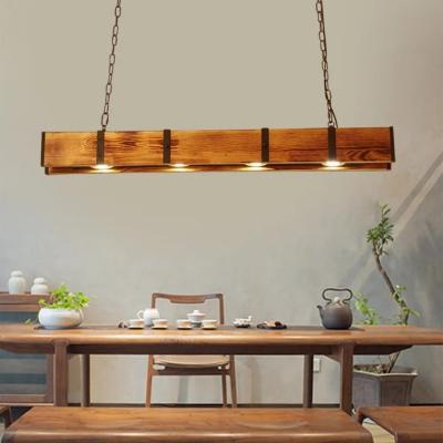 Китай 90 Color Rendering Index Ra LED Pendant Lamp Vintage Carbonized Solid Wood Light Fire Wood Color Dining Room Light Other продается