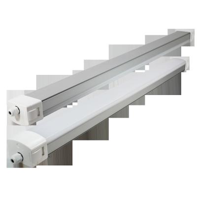 China Aluminum Garage Subway LED Tri-Proof Light IP65 40W 60W 1200MM 1500 Batten Lamps with 50000 Working Hours DALI Emergency Te koop