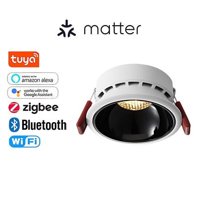 China 90 Smart Matter Thread Recessed Ceiling Light Adjustable CCT Tuya Fixtures lamp Down lights dimming led smart home lighting system for sale