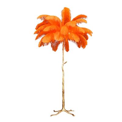 중국 Adjustable Standing lamp Luxury Ostrich Feather Floor Lamp with Copper Branches 판매용