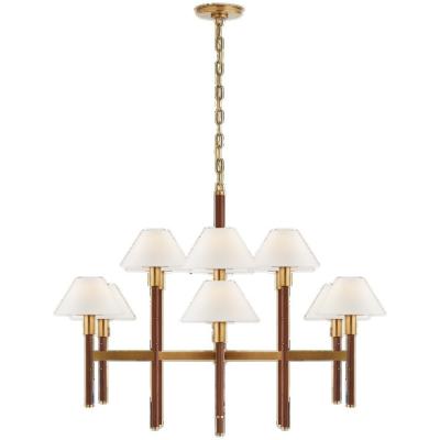 China Radford Large Two Tier Chandelier Metal and Natural Wood Ceiling Lamp for sale