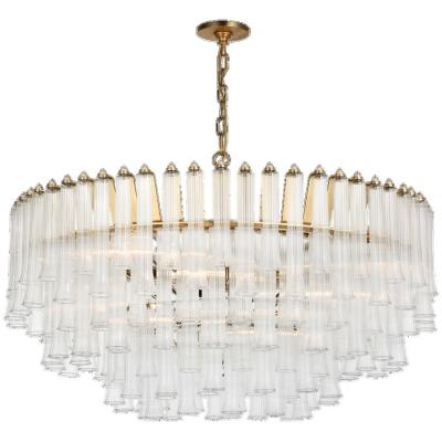 China Lorelei Extra Large Chandelier Round Simple Elegant Fluted Glass Tubes Ceiling Lamp for Living Dining Room for sale