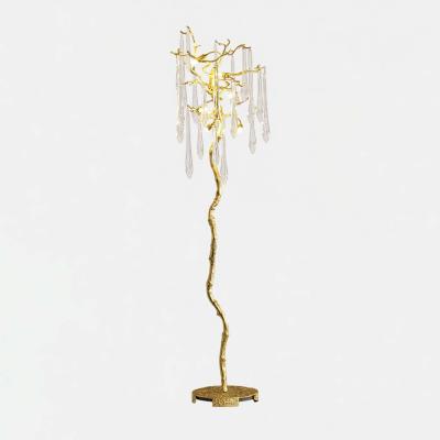 Cina Copper branches Standing Lamp water drop crystal Brass Floor lamp bedroom living room in vendita