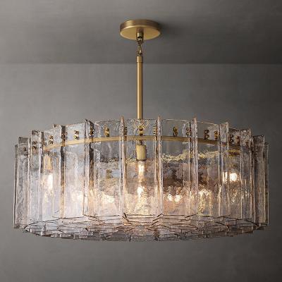 China Home Living Room Decor Nordic Lattice Round Smoked Crystal Glass Chandeliers with AC 85-265V Input Voltage and Support Dimmer for sale