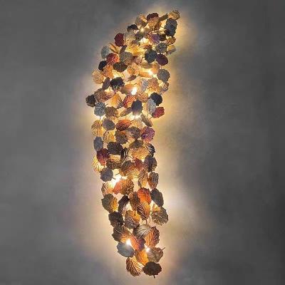 China Modern Copper Wall Sconce with Bronze Leaves Art Deco Wall lamp for hotel villa Restaurant for sale