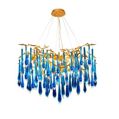 China Modern Indianred Droplet Crystal Branch Chandelier Luxury lighting design manufacturers for sale