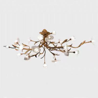 China Wholesale Tree Twig chandelier Copper Flower Crystal Branch Ceiling Pendant Lamp for sale