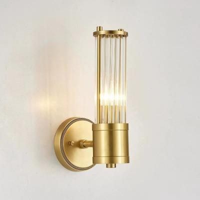 China Luxury Brass Glass Wall Lights Bedside Living Room Crystal Wall Sconce for sale