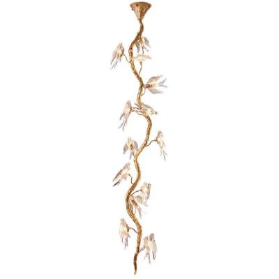 China Modern Swallow Crystal Chandelier Bird Ceiling Lamp Copper linear branched chandelier Tree for sale