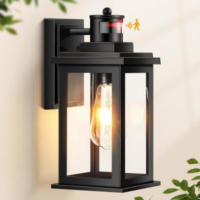 China ETL Weatherproof Outdoor Motion Detector Scone Light LED Front Porch Lights Fixtures Wall Mount Black Support for Dimmer for sale