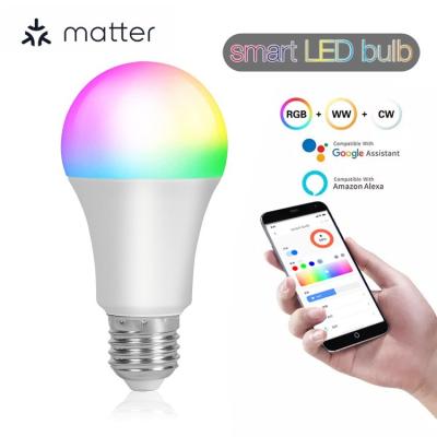 China Glass Panel Bingoelec Matter Light Bulbs Energy Saving Smart LED Bulb 16 Million Colors App Control 0.5m Cable Length for sale