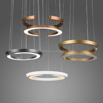 China Modern Dining Room Light Fixture Design Aluminum LED Chandelier with Adjustable Rings for sale