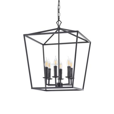 China Other Control Mode Industrial Farmhouse 6-light Lantern Geometric Chandelier Product Dimension W45*H57CM for sale