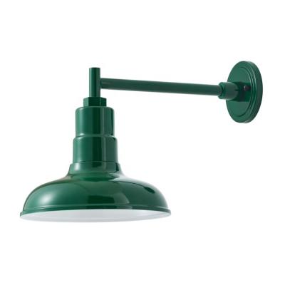 China ETL Approved Waterproof Industrial Green Enameled Exterior Gooseneck Wall Light Straight Arm Barn Mount Retro Stem Sconce 2- for sale