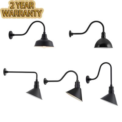 China ETL Listed Gooseneck Wall Lamp Black Aluminum GU24 Waterproof IP65 Vintage LED Barn Light for Outdoor Farmhouse Lighting for sale