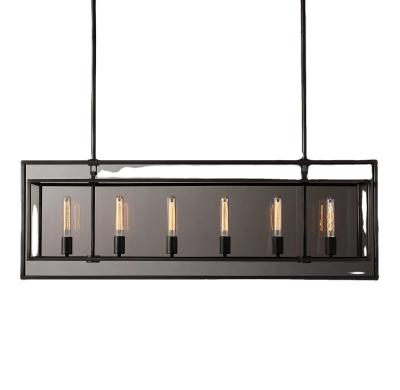 China 110V-240V American Modern Black Iron Rectangular Design Art Chandelier for Living Room and Dining Acrylic IP20 Rating for sale