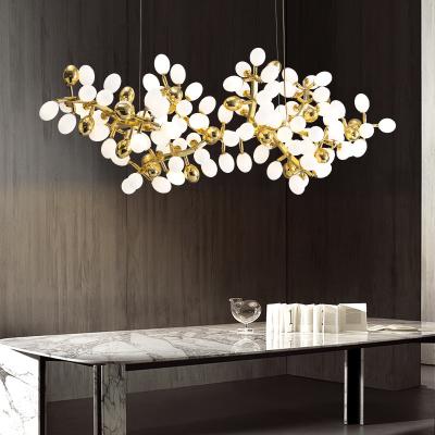 China Hotel Dining Room Luxury Chandelier Nordic Glass Ball Pendant Lamp with Iron Frame in 4100K Neutral White Modern Fixtures for sale