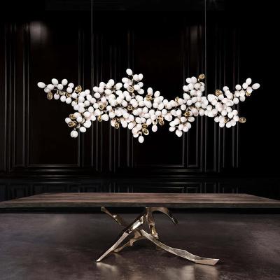 China Horizontal Chandelier Led Chip Smd Glass Ball Pendant Light For Dining Room Hotel Villa Custom Luxury Project Installation for sale