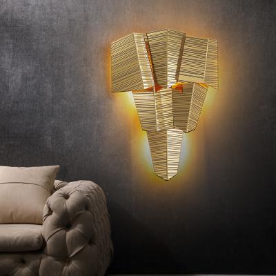 China 80 Ra Stainless Steel Gold Wall Sconce for Luxury Hotel Bedroom Illumination Design for sale