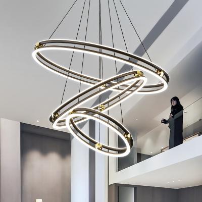 China Popular Acrylic Ring Pendant Light for Living Dining Office Restaurant Mall Supermarket IP20 European American Style for sale