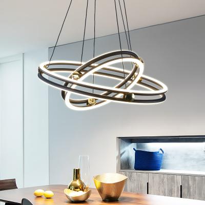 China IP20 Rated Popular Acrylic Ring Artistic Decorative Nordic Pendant Lamp for Indoor Living Room 85cm and Contemporary for sale