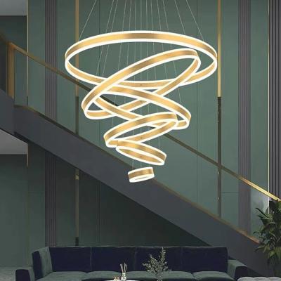 China Indoor Hanging Pendent Lamp Modern Minimalist Aluminum Linear Frame LED Chandelier featuring 18-20m Mote Control Distance for sale