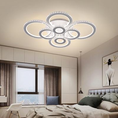 China AC85-265V Input Voltage HIVIES Smart Crystal Decorative Modern Flush Mounted Round Chandelier Light Indoor 210W Led Ceiling Lamp for sale