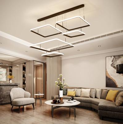 China Modern Nordic Home Living Room Bedroom Multi-layer Square Design LED Chandelier EUROPEAN Design Style Three Color Options for sale