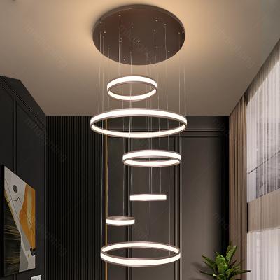 China 2024 Design Modern Aluminum Acrylic Ring Chandelier Lighting Lamp LED Lights with Dimming Color Temperature for sale