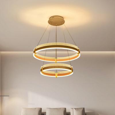 China Three Color Temperature Switching LED Chandelier for Big Pendant and 400 600mm Product Dimension in Luxury Lighting Lobby for sale