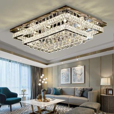 China Finish Electroplating Luxury Villa Restaurant Crystal Ceiling Light Modern Large Project Led Chandeliers for sale