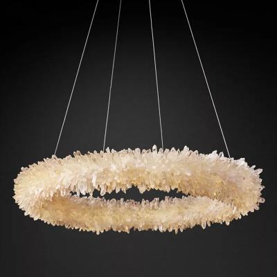 China 30000 Hours Working Time Modern Natural Stone Rock Crystal Pendant Lamp Warm White Light for Living Room Hallway Stairwell for sale