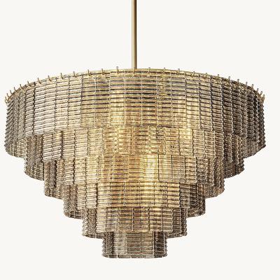 China Smoke Glass Round LED Chandelier Luxury Nordic Pendant Light for Hanging in Restaurant and Hotel Product Weight 5kg for sale