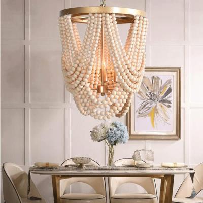 Chine Control Mode American Rustic Farmhouse Light Bead Chandelier Vintage Beaded Pendent Lighting Fixture for Kitchen Island Dining Room à vendre